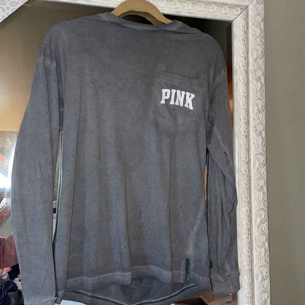 VS PINK grey long sleeve with dog logo